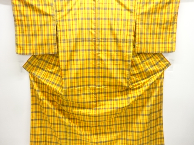 格子織出し米沢紬着物